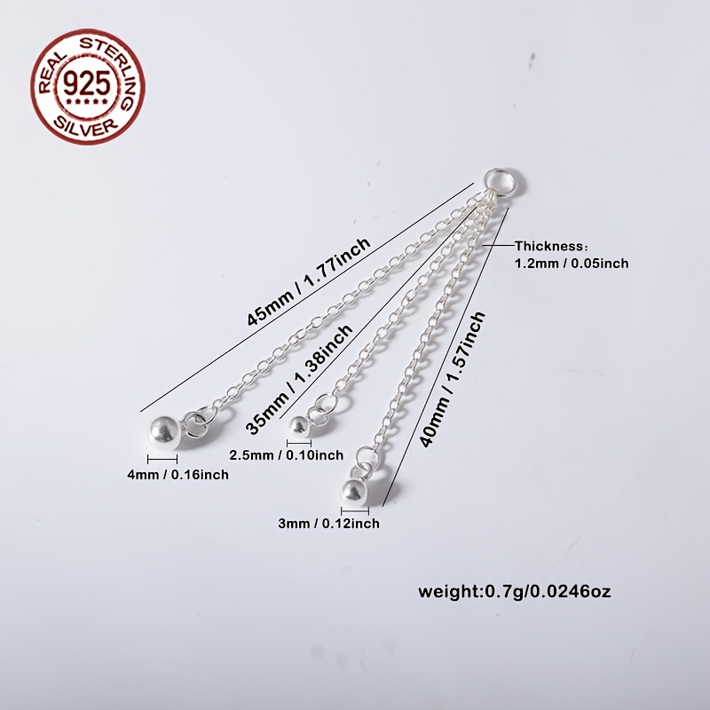S925 3-Strand Beaded Cross Chain Tassel Pendant Findings